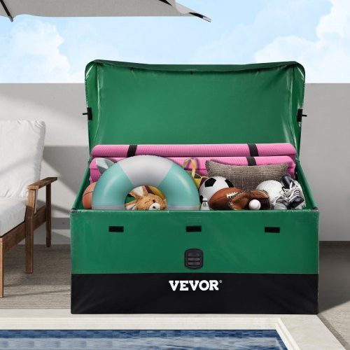 VEVOR Outdoor Aufbewahrungsbox aus PE-Plane mit verzinktem Gestell, wasserdichte Gartenbox für Pool und Garten, Braun & Blau, B/T/H: 122 x 63 x 75 cm - Bild 1