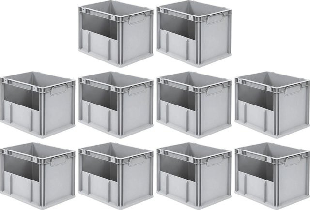 PROREGAL SparSet 10x Eurobox NextGen Insight Eurobehälter Transportbox Grau H x B x T: 32 x 30 x 40 cm, 30 Liter - Bild 1