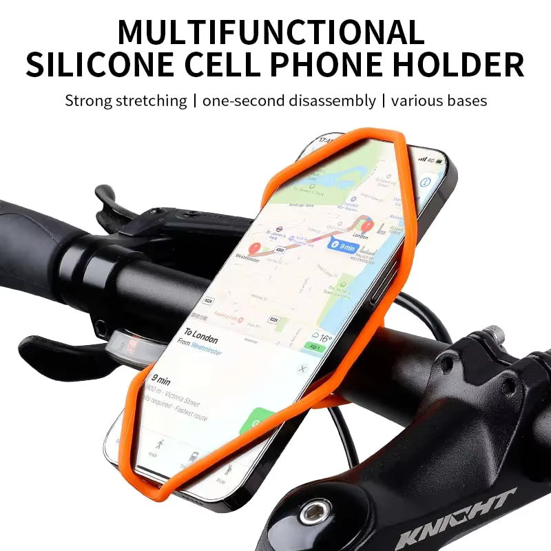 Universelle Silikon Fahrrad Handyhalterung für Lenker und Motorrad in Schwarz und Orange - Bild 5