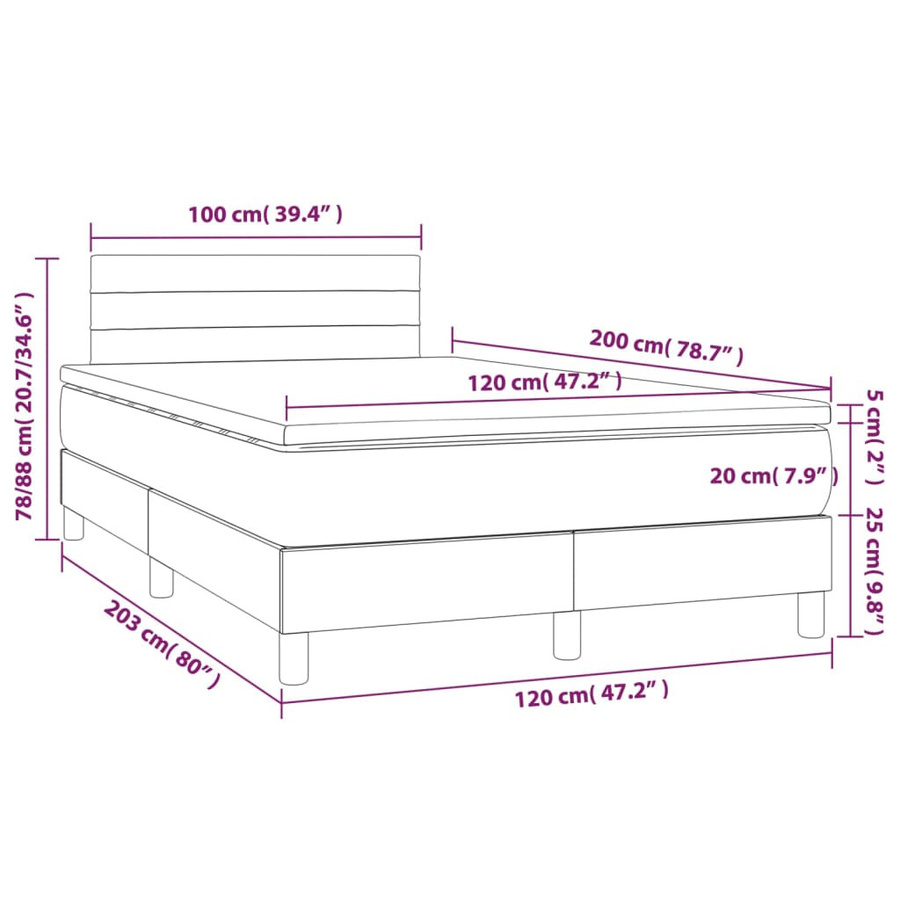 vidaXL Boxspringbett mit Matratze Hybrid-Design in Taupe, B/T: 120 x 200 cm - Bild 3