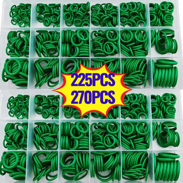 Tnbotry Gummi-O-Ring-Dichtungen Sortiment für Klimaanlagen in Schwarz (225 Stück) und Grün (270 Stück) aus Kunststoff - Bild 1