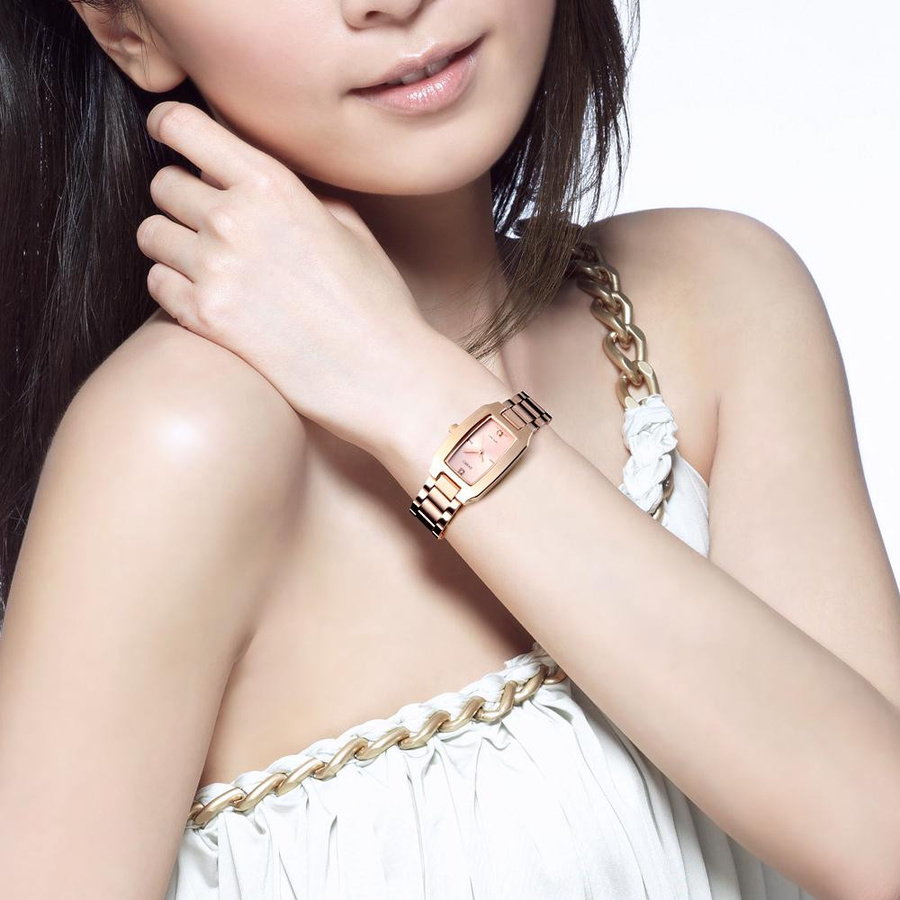 SKMEI Armbanduhr Quarz, Edelstahl, Gold, Damen - Bild 3