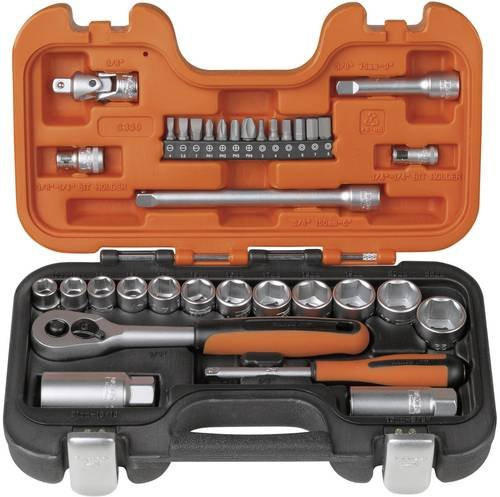 Bahco Steckschlüsselsatz 34-teilig 3/8 Zoll aus Edelstahl in Orange - Bild 1