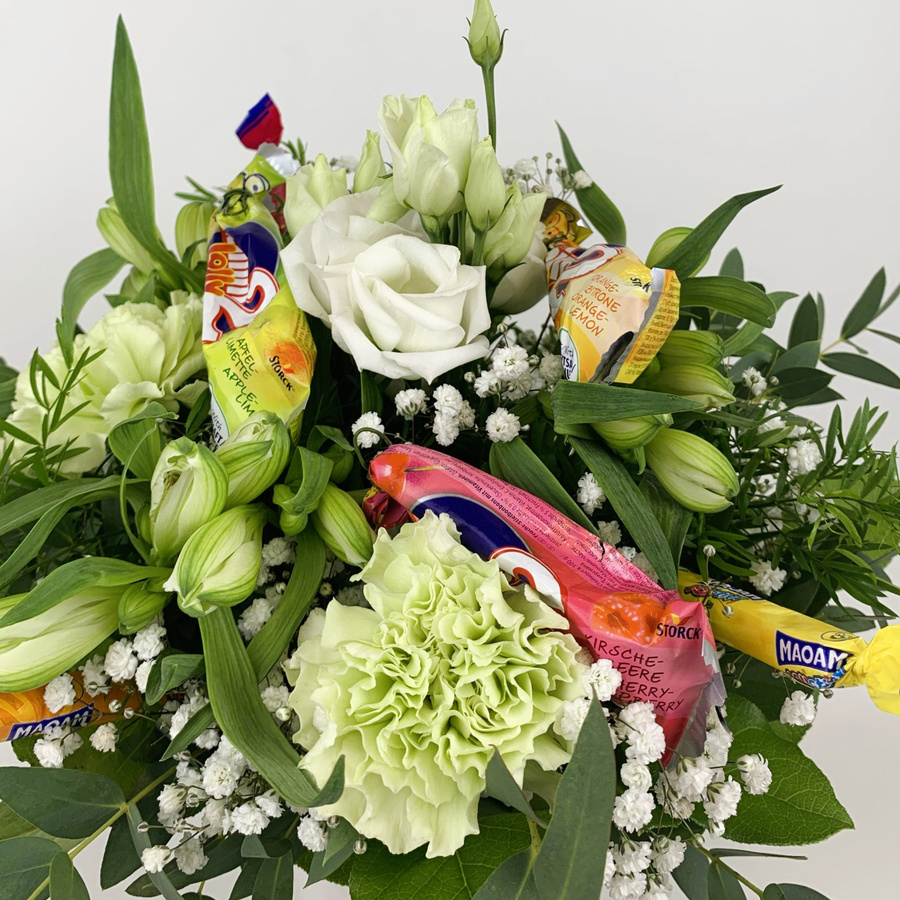 Bouquet Mixed Eustoma Carnation Greenery Multicolor zum Geburtstag - Bild 3