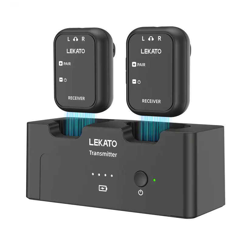 Lekato MS-40 Kabelloses In-Ear Ohrhörer-Monitorsystem in Schwarz mit 2,4G Technologie, Ladeetui, Sender, 2 Empfängern und Audiokabel - Bild 4