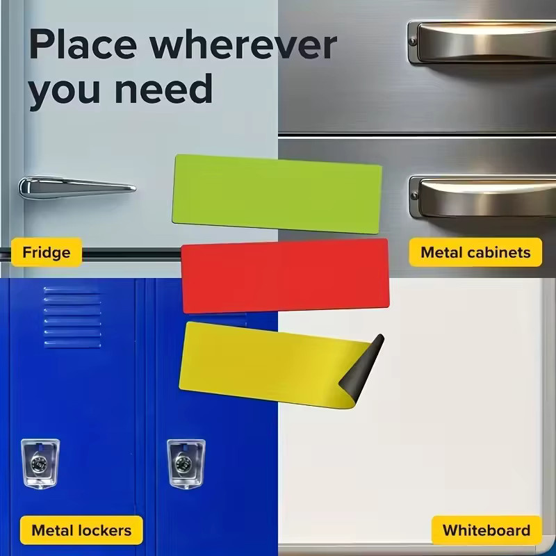 15 Stück beschreibbare magnetische Etiketten in Multicolor, wasserdichte Whiteboard-Magnetetiketten für Kühlschrank, Büro und Regale, Breite: 3,05 cm, Höhe: 8,13 cm - Bild 4