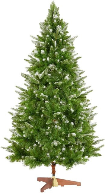 tectake Weihnachtsbaum künstlich in Grün mit beschneiten Spitzen aus PVC und Spritzgussnadeln inklusive klappbarem Holzständer B/T/H: 110 x 110 x 180 cm - Bild 2