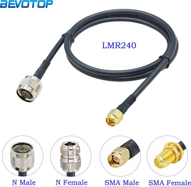 BEVOTOP LMR240 Koaxialkabel Pigtail Jumper mit SMA Stecker/Buchse auf N Stecker/Buchse für 4G 5G LTE in Schwarz - Bild 1