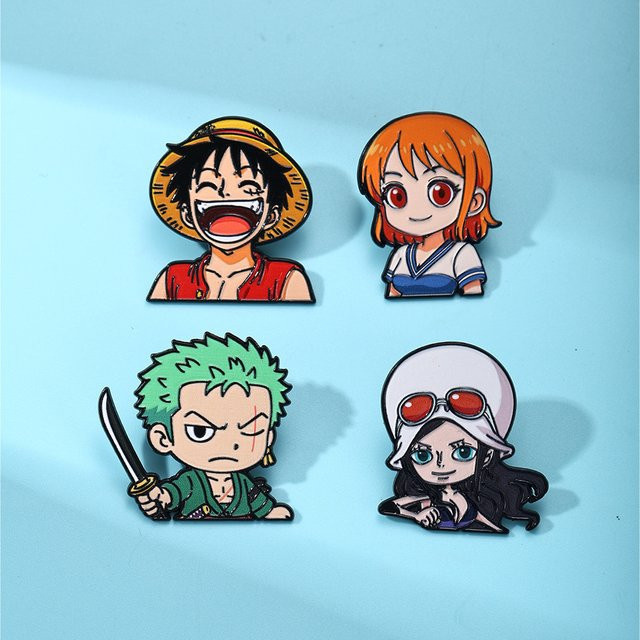 MINISO Broschen, One Piece Anime Emaille-Pins, 4 Stück - Bild 1