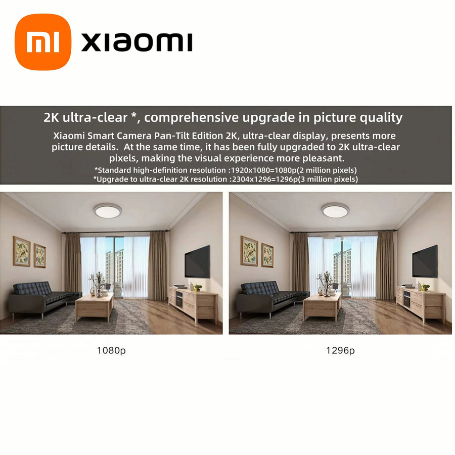 Xiaomi Smart Kamera 2K 1296P HD Indoor Sicherheitscamera mit 360 Grad Sichtfeld und Nachtsicht in Weiß - Bild 3