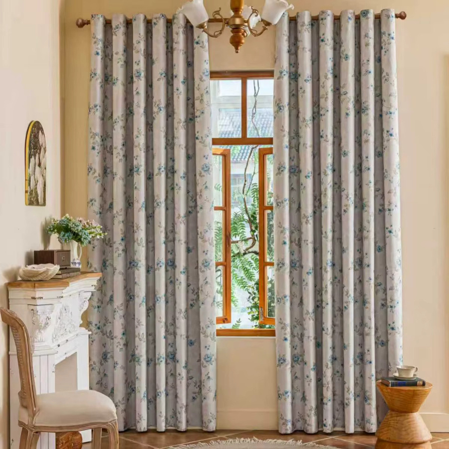 CENTURyMiG Verdunkelungsvorhang mit floralem Vintage-Blumenmuster in Blau, Beige und Multicolour, wärmeisolierend und staubdicht, Breite: 130 cm, Höhe: 100 cm - Bild 2