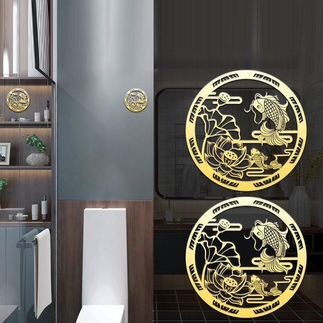 JETTING Metall Aufkleber Karpfen und Lotus in Gold für Feng Shui Dekoration - Bild 1