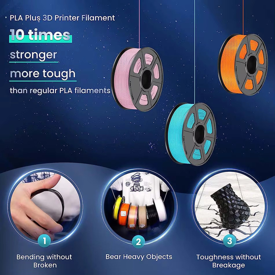 JAYO 3D-Drucker-Filament Set für FDM-Drucker bestehend aus 5 Rollen PLA+, TPU und Silk PLA - Bild 3