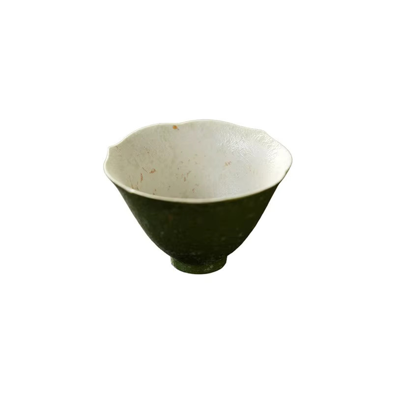 Retro Keramik-Teetasse mit Blumenmuster in Grün-Orange, hutförmige Teetasse für Kung-Fu-Tee oder als Räucherschale - Bild 4