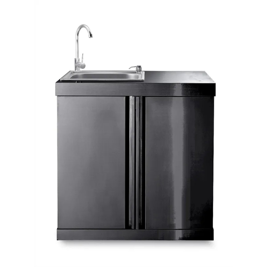 MyOutdoorKitchen Modul mit Spülbecken aus Edelstahl und Aufbewahrungsschrank Black Collection in Schwarz-Anthrazit matt, B/T/H: 85,5 x 58,0 x 83,0 cm - Bild 2