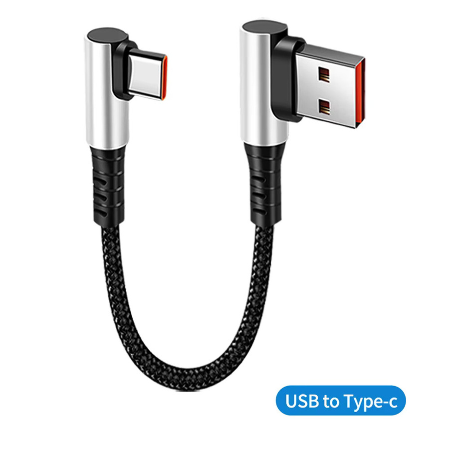 USB Typ C zu Typ C 90-Grad-Kurzkabel für schnelles Laden, Schwarz - Bild 5