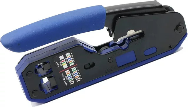 Ninth World Netzwerk Crimper Werkzeug Set für RJ45 Cat6 Cat5E Cat5 sowie RJ11 RJ12 in Schwarz und Blau - Bild 1