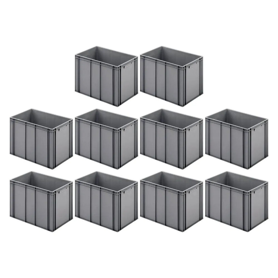 PROREGAL SparSet 10x Eurobox Transportboxen mit geschlossenem Griff, Grau, H x B x T: 42 x 40 x 60 cm - Bild 2