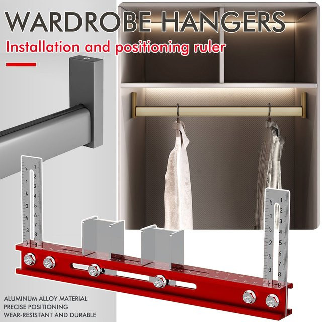 QDS Stanzpositionierungslineal aus Aluminiumlegierung für die Installation von Kleiderschrank-Galgen und Aufhängungsstangen - Bild 1