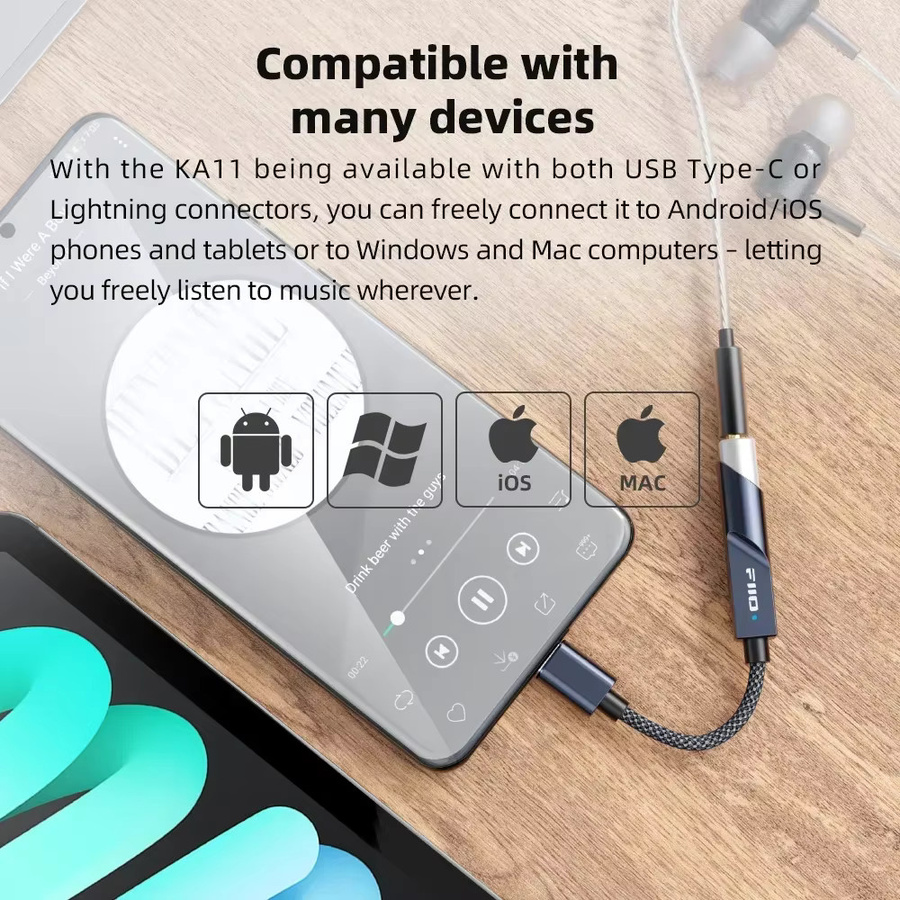 FiiO KA11 HiFi USB DAC AMP Audio Verstärker als USB-C auf 3,5 mm Adapter in Schwarz - Bild 2