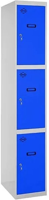 PROREGAL Spind AMEGO Schließfach Garderobe mit 3 Abteilen in Grau-Blau, H x B x T: 180 x 30 x 50 cm - Bild 1