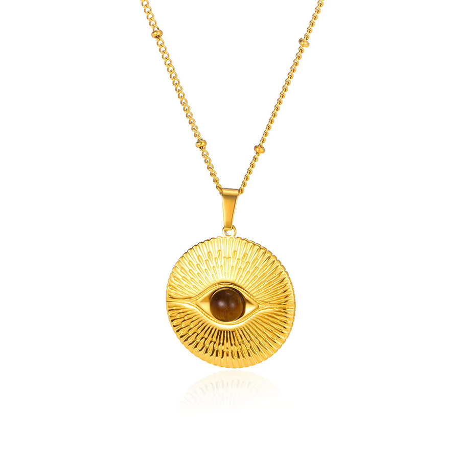 HPTOTMG Halskette Edelstahl, 18K vergoldet, Zirkonia, quadratischer Anhänger, Unisex - Bild 2
