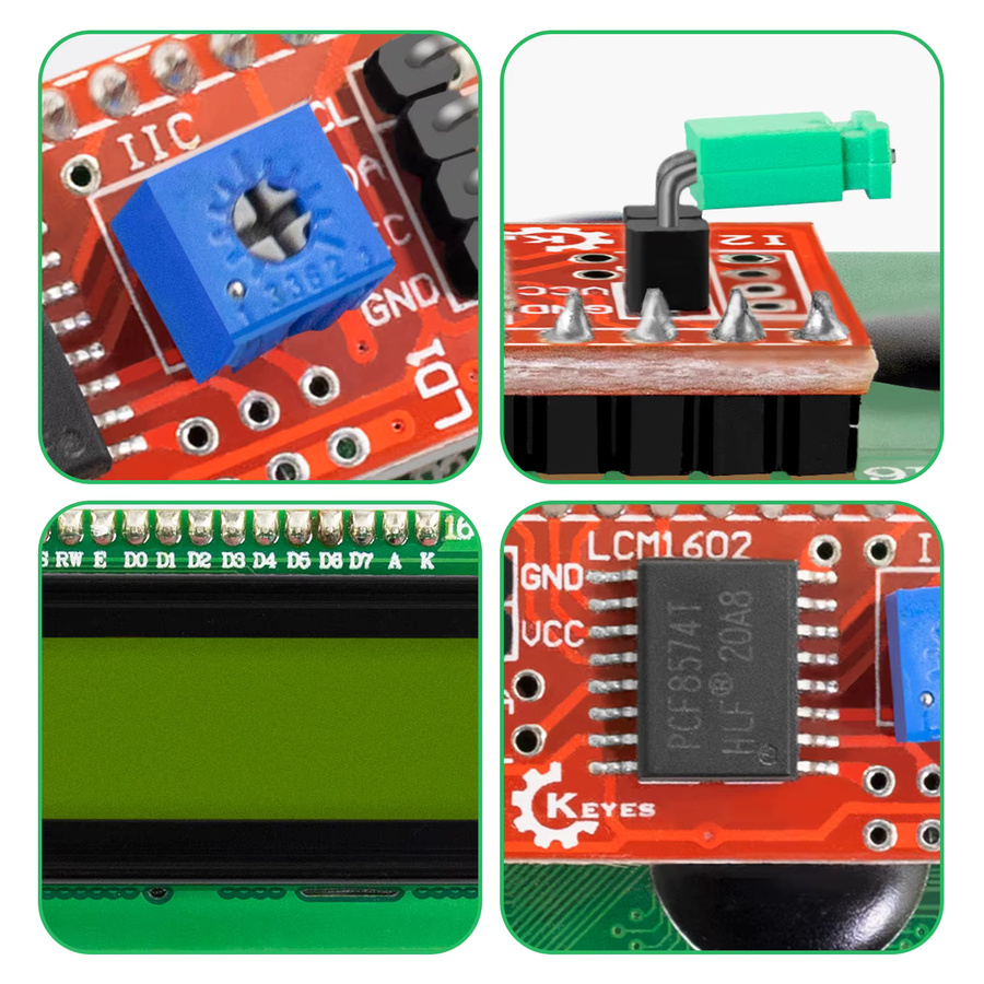 Keyes LCD1602 I2C Modul 16x2 Zeichen Display mit gelb-grüner Hintergrundbeleuchtung für Arduino Projekte - Bild 4