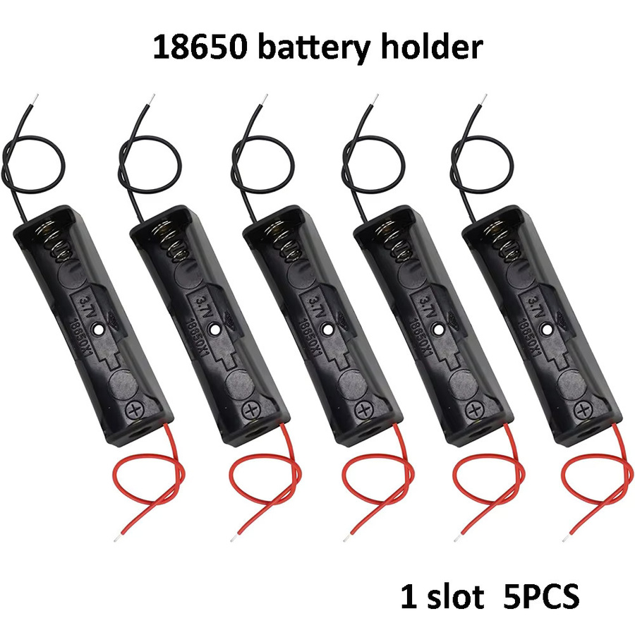 Mrgabwte 18650 Batteriegehäuse mit 1 Fach, DIY Batterie-Aufbewahrungsbox aus Kunststoff mit schwarzen und roten Anschlusskabeln - Bild 3