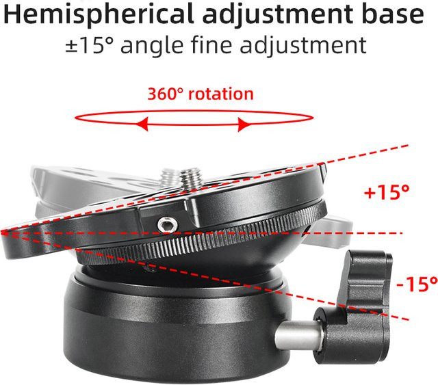 Aluminium Nivellierbasis Einstellplatte für DSLR-Kamera mit 3/8" und 1/4" Gewinde, Schwarz - Bild 1