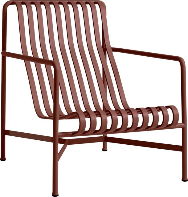 HAY Palissade Lounge Chair High mit Armlehnen aus Stahl in Rot - Bild 1