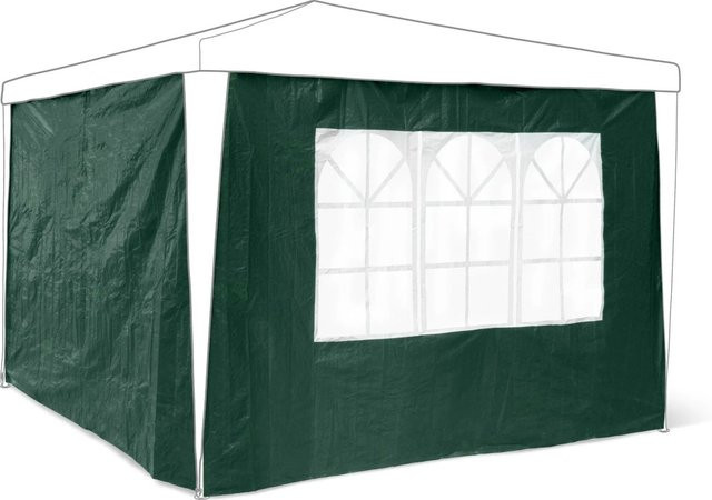 Relaxdays Pavillon Seitenteile 2er Set aus wasserabweisender PE-Folie in Grün mit Sichtfenster, B: 290 cm, H: 190 cm, T: 0,5 cm - Bild 1