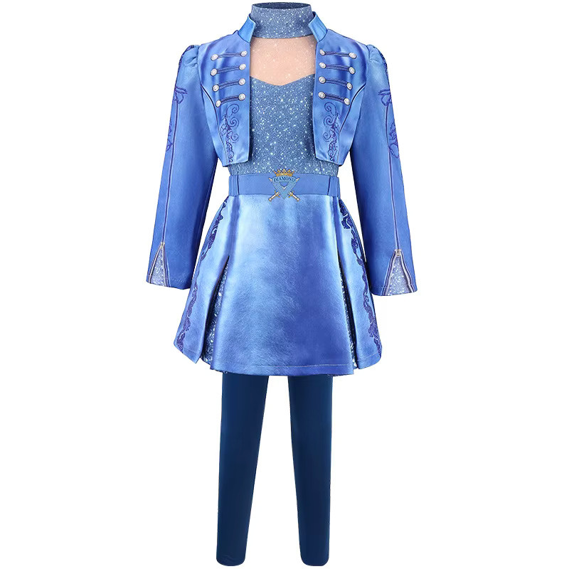 Disney Descendants 5 Dark Fantasy Cosplay Chloe Blaue Prinzessin Königin der Herzen Kostüm, Mädchen, Blau - Bild 1