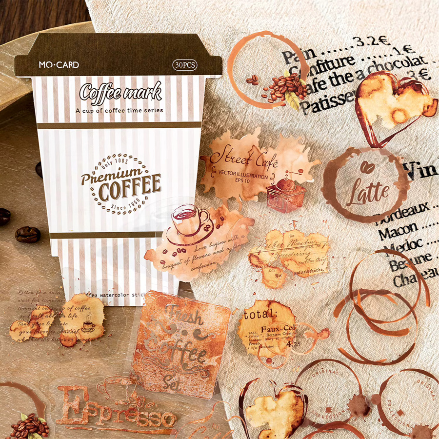 6style Retro-Kaffee Dekorationsaufkleber aus PET, 30 Stück, Mehrfarbig, für DIY und Scrapbooking - Bild 2