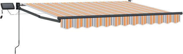 vidaXL Manuelle Gelenkarmmarkise mit LED-Beleuchtung in Blau und Orange, B: 350 cm, T: 250 cm - Bild 1