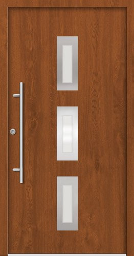 Splendoor Sicherheitshaustür PULA Prime RC2 aus Aluminium in Golden Oak Braun mit Glaseinsatz, Höhe: 210 cm, Breite: 100 cm, Tiefe: 7 cm - Bild 1