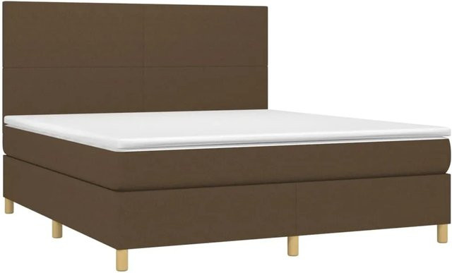 vidaXL Boxspringbett mit Matratze in Dunkelbraun, Hybridbett mit LED-Unterbettbeleuchtung und USB-Ladeport, B/T/H: 180 x 200 x 128 cm - Bild 1