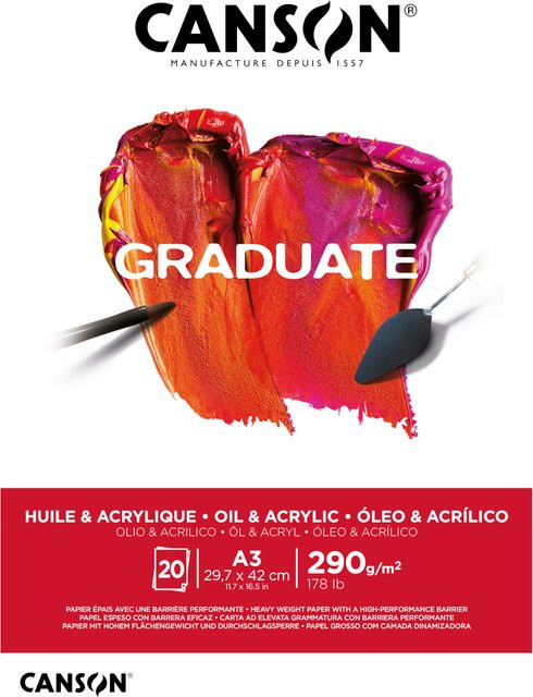 Canson Graduate Öl- und Acrylpapier Block A3, 20 Blatt, 290g/m², weiß/mehrfarbig - Bild 1
