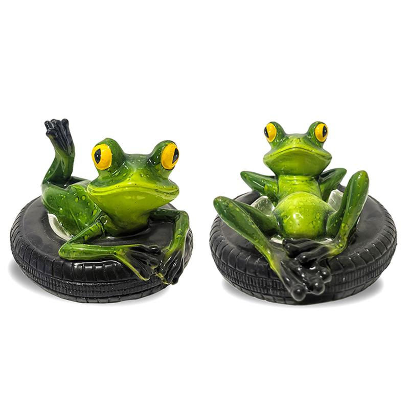 Niedliche schwimmende Froschstatuen aus Harz in Grün für die Gartendekoration im Teich - Bild 9
