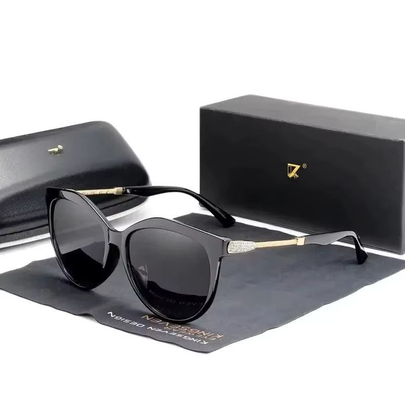Kings even Sonnenbrille, Damen, Vollrand, Metall, Schwarz, polarisiert - Bild 3