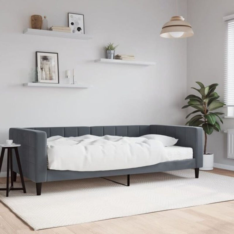 vidaxl Polsterbett Tagesbett mit Matratze aus Samt und Metall in Anthrazit B/T: 200 x 100 cm - Bild 1