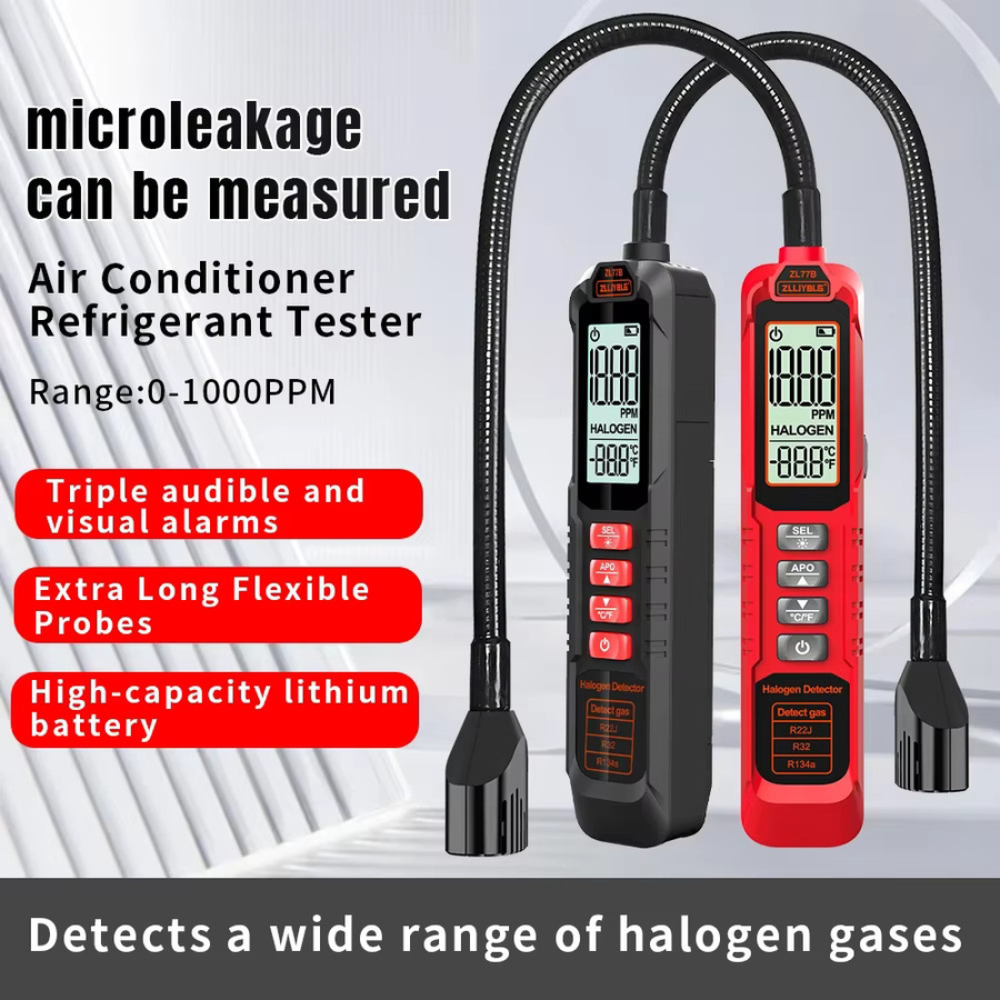 TIANSIQI Kältemittel-Gas-Lecksucher ZL77 für Klimaanlagen und HVAC, Messbereich 0–1000 ppm, kompatibel mit CFC, HFC, HCFC, HC und HFO - Bild 2