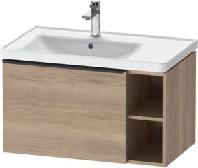 Duravit Waschtischunterschrank D-Neo Wandhängend in Weiß und Braun mit Türen und offenem Regal, B/T/H: 78,4 x 45,2 x 44,0 cm - Bild 1