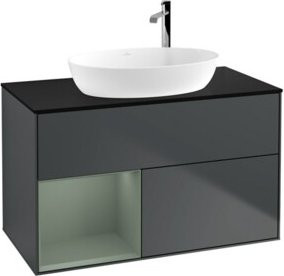 V&B Waschtischunterschrank Finion 100 mit Wandbeleuchtung, Lackiert, B/T/H: 100 x 50,1 x 50,1 cm - Bild 1