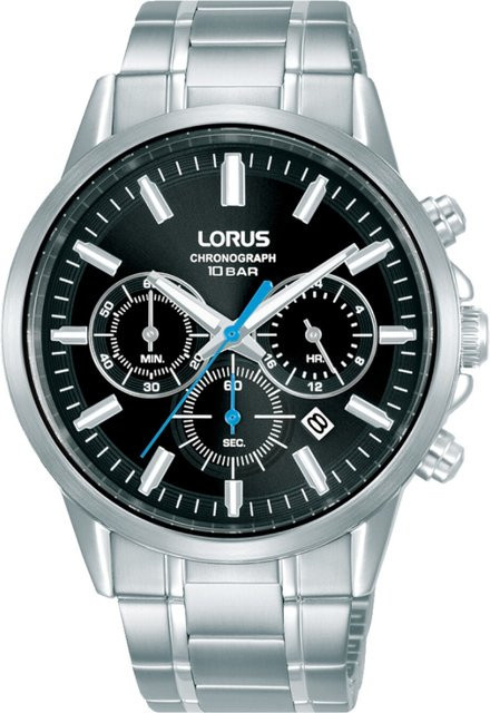 Lorus Chronograph, Quarz, Edelstahl, Schwarz, 42 mm, Herren - Bild 1