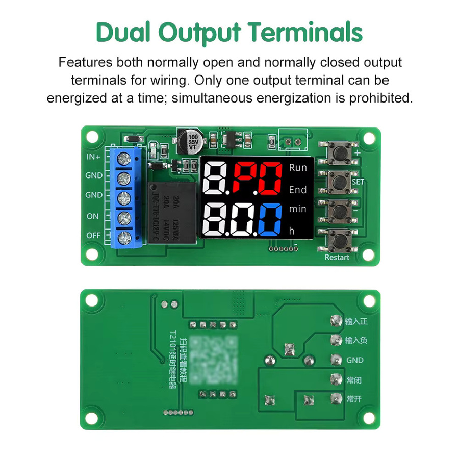 diymore T2101 Relaismodul DC 12 V Dual Mode Single Channel Programmierbarer Timer Controller Verzögerungsrelaismodul in Grün - Bild 2
