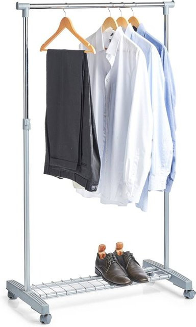 Zeller Rollkleiderständer aus Metall und Kunststoff in Silbergrau, B/T/H: 43 x 83 x 170 cm - Bild 1