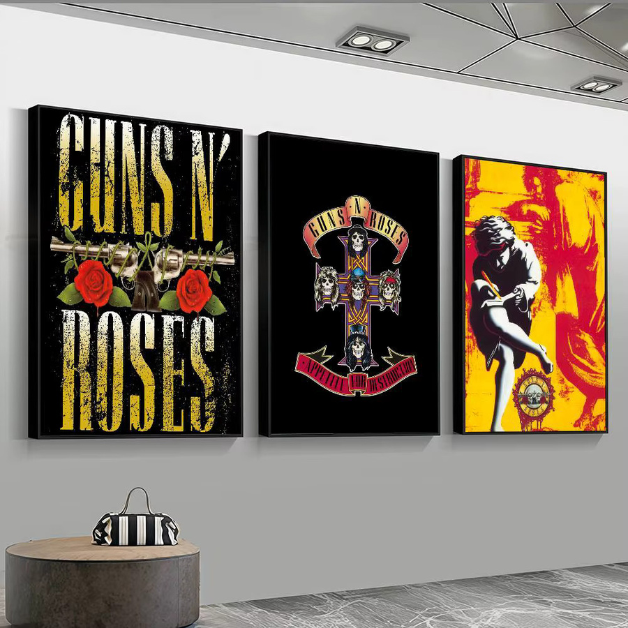 G-GUNS N R-ROSES Retro Band-Poster-Aufkleber mit floralem Design in Multicolour, Rechteckig, Breite: 25,0 cm, Höhe: 35,0 cm - Bild 3