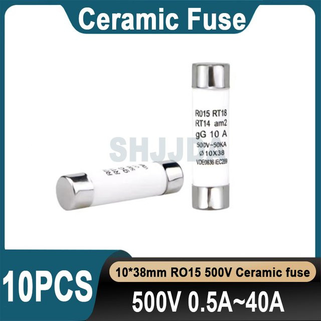 10 Stück Keramiksicherung SHJJDA RO15, weiß, B/H: 10 x 38 mm - Bild 1