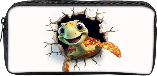 Fancy Style Studio Federmäppchen mit Meeresschildkröte und Korallenmuster, einlagige Federtasche für Kinder in Multicolour, B: 23,0 cm, H: 6,0 cm, T: 23,0 cm - Bild 1