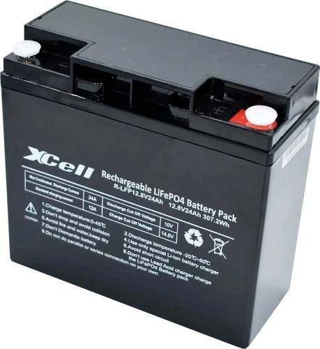 XCell LFP1224 Spezial-Akku LiFePO4-Block mit Schraubkontakt, 12,8V, 24Ah, Schwarz - Bild 1
